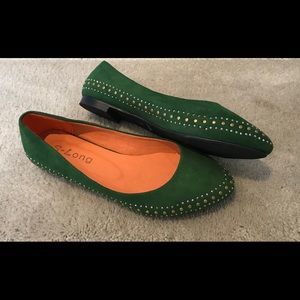 🆕 Suede Flats with Gold+Silver Studs